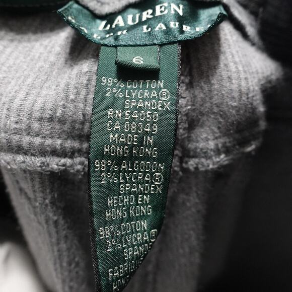 Lauren Ralph Lauren Pants Womens 6 Gray Corduroy 5 Pocket Straight Leg Stretch - Picture 9 of 11